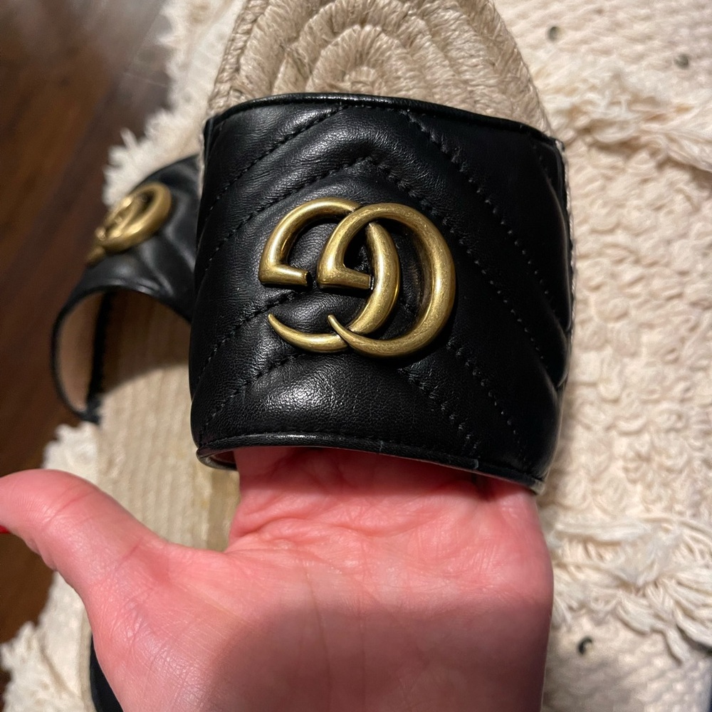 Gucci Black and Gold Women's Slides - Picture 2 of 10